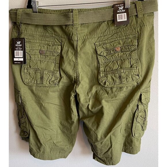 X RAY Mens Belted Twill Tape Knee Length Cargo Shorts Green Size 40 NEW - Picture 4 of 14